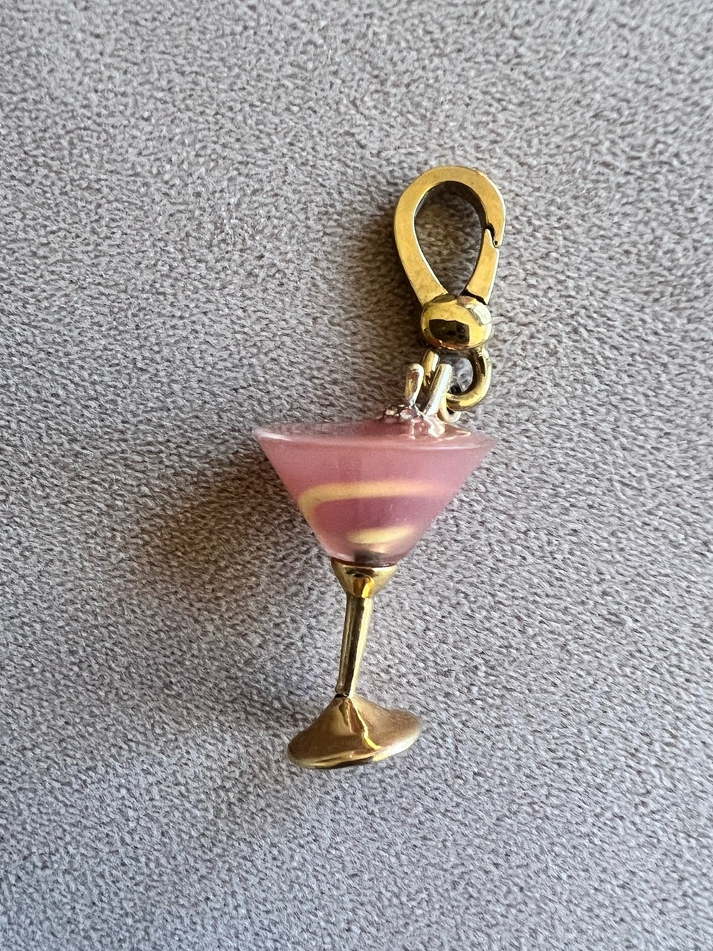 Juicy Couture Pink Martini Cocktail Glass Gold Tone Charm Y2K